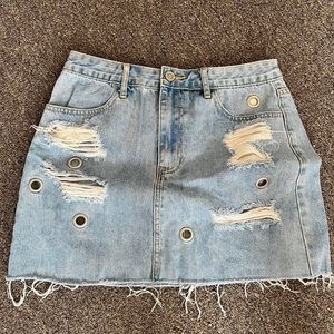 Distressed Denim Skirt